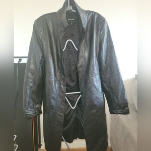 Express lambskin leather trench Black 9/10 (missing one Black button)